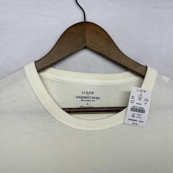 J Crew Shirt Men's large Ivory Garment Dyed Relaxed Fit Solid Preppy Boxy NEW - Picture 1 of 7